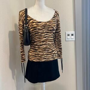 August Silk tiger print silk top. Size small